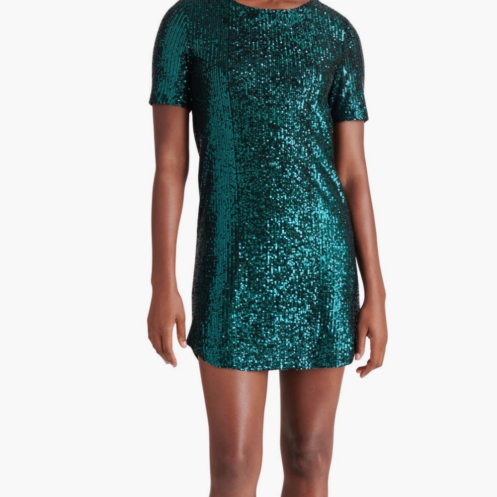 Steve Madden Sequin Tunic Mini Dress Deep Teal XS NWT